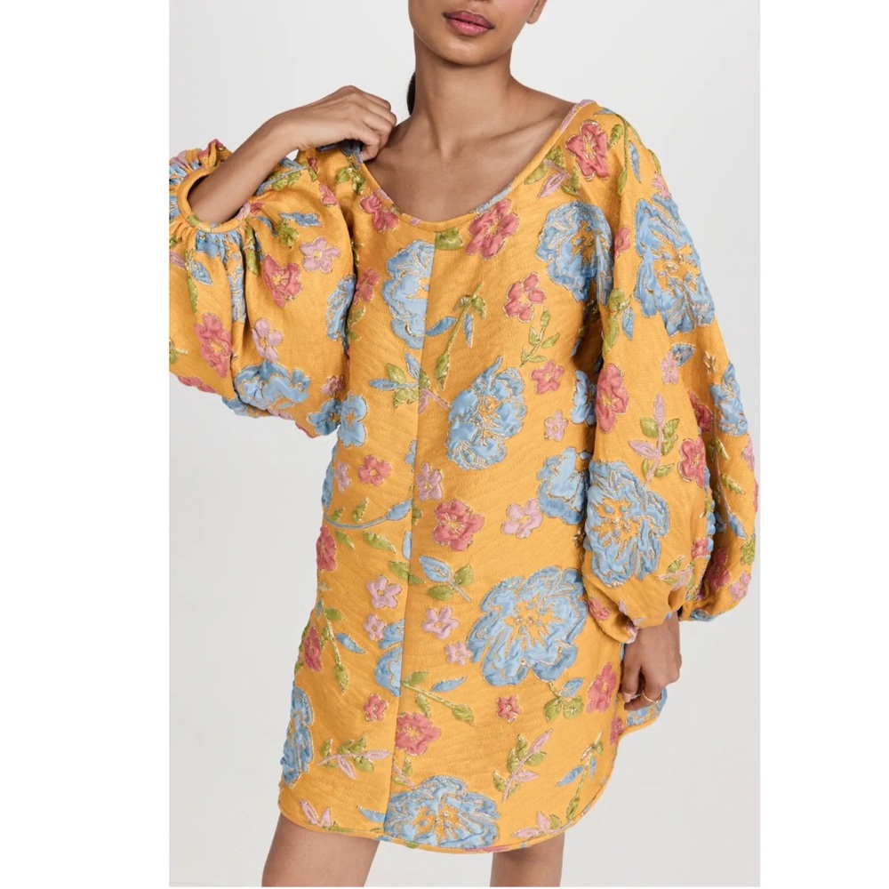 Floral Long Sleeve Dress - Yellow and Blue